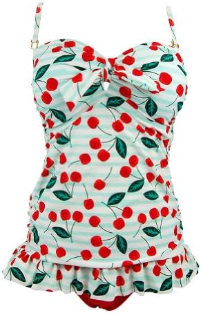 Two Piece Tankini Swim Set,Large,Cherry