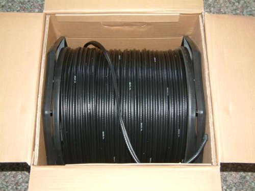 1000 FT Black Reel Siamese RG6 Solid copper 18 gauge coaxial CCTV Cable with two Solid copper 22 gauge power line security / Alarm Cable UL Approved