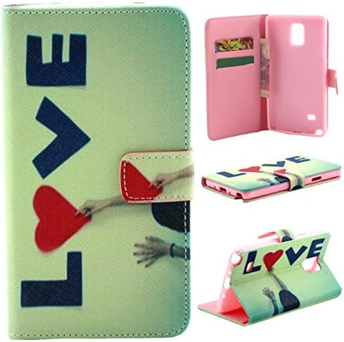 Galaxy Note 4 Cute Case, Noarks-GeBox(TM) Slim PU Leather Wallet Book Cover with Stand Feature and Credit Card ID Holders For Samsung Galaxy Note 4(2014) (A-Love)