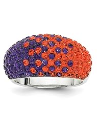 Sterling Silver Swarovski Elements Clemson Spirit Ring