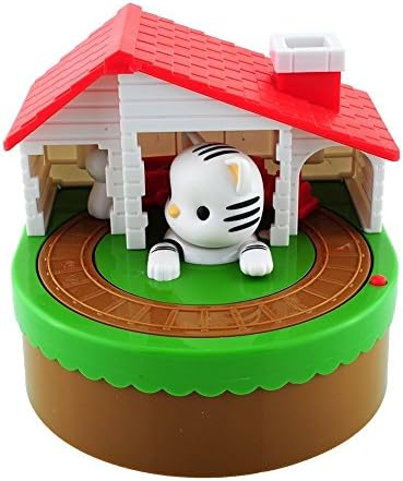 eSmart The Cat Chase The Mouse with Train Cargo Automated Coin Piggy Bank Money Saving Box HOT Gift (Stripe Cat)