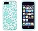 DandyCase 2in1 Hybrid High Impact Hard Sea Green Floral Pattern + Silicone Case Cover for Apple iPhone 5S & iPhone 5 + DandyCase Screen Cleaner