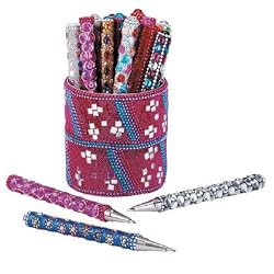 Princess Blue Ink Pen Set Rhinestone And Beads Pens