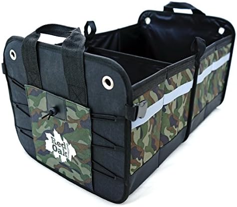 Car Auto Trunk Organizer | Premium Foldable Cargo Container | 22"x14"x12" | Sturdy Clutter Control for Your Car, Auto, Truck, Minivan or SUV | Rugged, Heavy Duty Storage Bin and Carrier (Black/Camo)