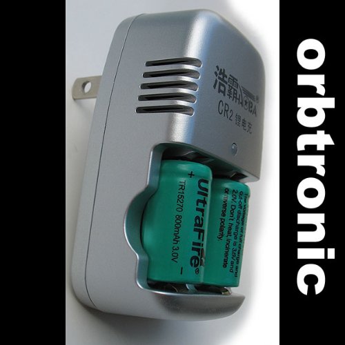 CR2 3V Rechargeable Battery+Quick Charger (Two 800mAh Rechargeable ULTRAFIRE batteries included)