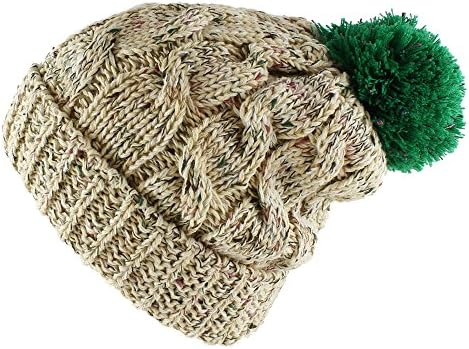 Morehats Multi Color Pom Pom Crochet Thick Knit Slouchy Beanie Beret Winter Ski Hat