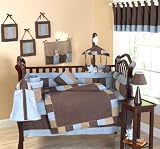 Soho Blue and Brown Infant Boy Nursery Baby Bedding 9 Pc Crib Set