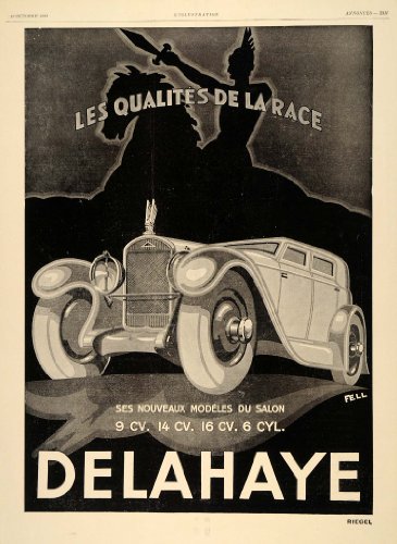 1929 Ad Delahaye Cars Automobiles French Race Art Deco - Original Print Ad