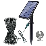 LEDイルミネーションライト ソーラーライト 屋外 ガーデンライト 4色 220球 照度人感センサーライト ハロウィーン パーティー クリスマス飾り (ホワイト)