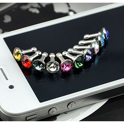 Diamond Anti Dust 3.5mm Earphone Jack Plug Stopper for iPhone 4 4S Galaxy (Random Color)