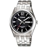 IMAGE OF Casio Men's MTP1335D-1AV Silver Stainless-Steel Quartz Watch with Black Dial