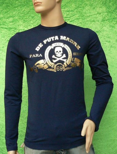 De Puta Madre De Puta 69 T-Shirt totenkopf blau Gr.M