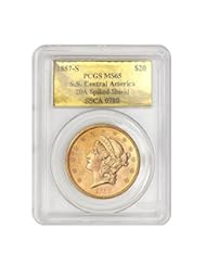Coins: 1857 S Liberty Head, No Motto Above Eagle $20 MS65 PCGS