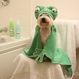 Dog Hooded Towel - Bath Cozy Towel for Dogs - Frog