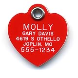Heart Safety Reflective Pet ID Tag with Personalized Customized Engraving