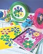 Wallies Blue, Green, Red, Purple, Blue Retro Daisy Flowers