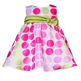 Rare Editions Baby 3M-9M 2-Piece FUCHSIA-PINK LIME-GREEN SHANTUNG DOT Special Occasion Wedding Flower Girl Party Dress