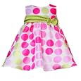 Rare Editions Baby 3M-9M 2-Piece FUCHSIA-PINK LIME-GREEN SHANTUNG DOT Special Occasion Wedding Flower Girl Party Dress