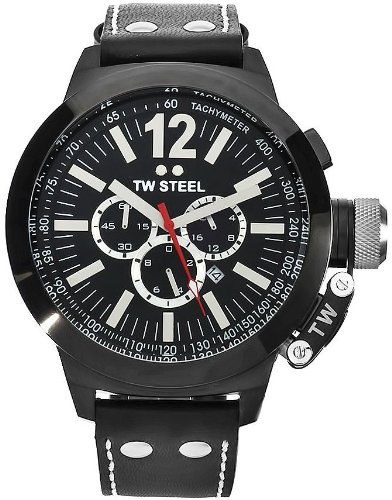 TW Steel Men's CE1034 CEO Canteen Black Leather Chronograph Dial Watch