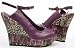 Purple Peep Toe Slingback Platform Wedge Sandal