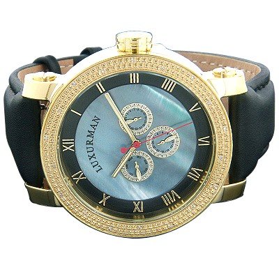 Luxurman Watches Mens VS Diamond Watch 0.18ct Blue MOP