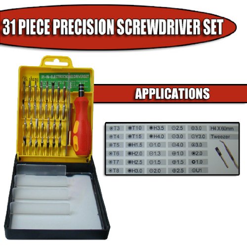 31 Pcs Pocket Precision Screwdriver Bit Set with Tweezer for the Apple Ipod 3rd, 4th, 5th Generation, Mini, Photo, U2, Video, Touch, Classic, Nano 1st, 2nd, 3rd Generation, Apple iPhone 1st Gen For iPhone 3G/Shuffle/Nano 4th Gen/Touch 2nd Gen