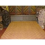 Cotton Rose Taupe Aari Embroidery Coverlet Bedspread Indian Bedding