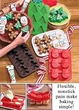 Set of 3 Silicone Christmas Baking Pans for Cupcakes, Muffins, Gelatins, Treats and More Christmas Tree, Gingerbread Men, Snowmen