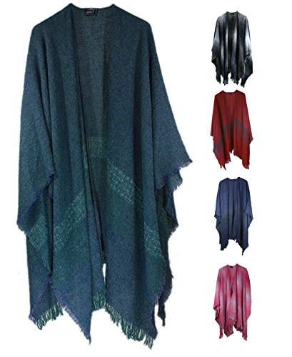 Irish Lambswool Ruana Long Shawl Wrap Multiple Colors