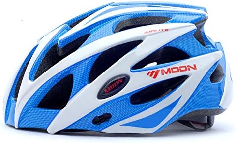 Professional MTB Road Bike Bicycle Cycling Helmet Safety Head Protector Ultralight and Integrally Molded 21 Air Vents Size Large (Blue/White)