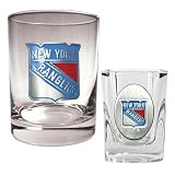 NHL New York Rangers Rocks Glass & Square Shot Glass Set - Primary Logo
