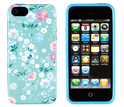 iPhone 5 / 5S Case, DandyCase PERFECT PATTERN *No Chip/No Peel* Flexible Slim Case Cover for Apple iPhone 5 / 5S - LIFETIME WARRANTY [Vintage Mint Green Floral]