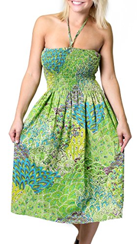 One-size-fits-most Tube Dress/Coverup with Peacock Print (many colors)