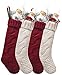 Kunyida Pack 4, Unique Burgundy and Ivory White Knit Christmas Stockings 14