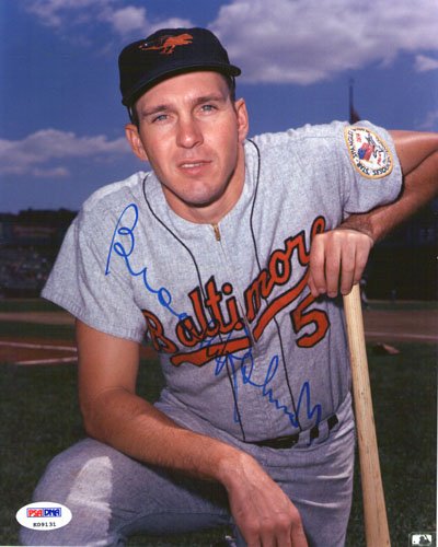 Brooks Robinson Baltimore Orioles MLB Hand Signed 8x10 Photograph Grey Jersey
