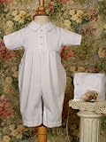 Gabardine One-Piece Christening Outfit with Buttons