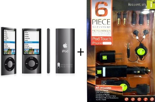 Apple iPod nano 8 GB Black (5th Generation)- REFURBISHED + 6 Pc. Accessory Kit
