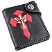 Genuine Leather Wallet with Cross and Fleur De Lis - Black