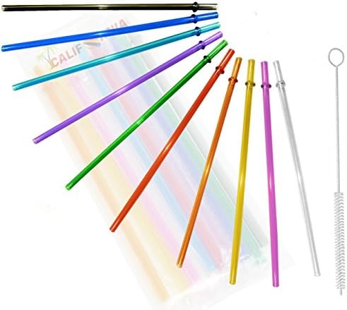 24oz, Rainbow Colored Replacement Acrylic Straw Set of 10 /With Cleaning Brush