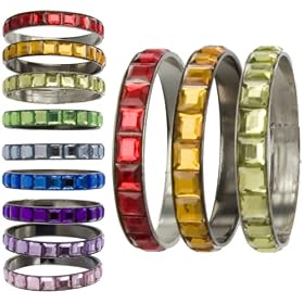 Celebrity Circles Square Cut Crystal Colorful Bangle Bracelets