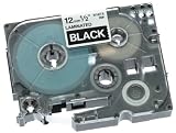 Brother 1/2 Inch x 26.2 Feet White on Black for P-Touch (TZ335)