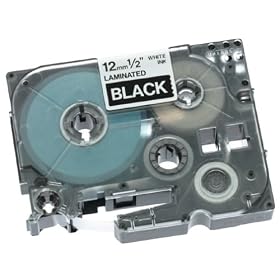 Brother 1/2 Inch x 26.2 Feet White on Black for P-Touch (TZ335)