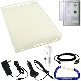 Sony Reader Touch Edition PRS-600 Rubberized Silicone Skin Case Cover (Clear), Screen Protector, USB Data HotSync / Charging Cable, Car Charger, Wall Charger Power Adapter, Earphones, and a Free Carabiner key Chain