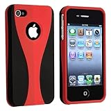 eForCity Snap-on Case compatible with Apple® iPhone® 4 AT&T / Verizon, Red / Black Cup Shape