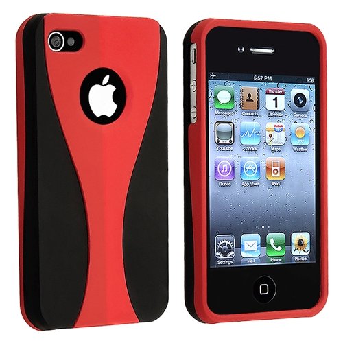 eForCity Snap-on Case compatible with Apple® iPhone® 4 AT&T / Verizon, Red / Black Cup Shape