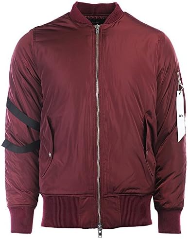 STAMPD Men's Strapped Bomber Jacket SLA-M312JK Burgundy SZ S