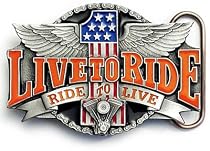 LIVE TO RIDE Belt Buckle Motorcycle Biker Harley Wings