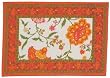100% Cotton Colorful Handblock Printed Orange and White Placemats Set of Six