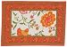 100% Cotton Colorful Handblock Printed Orange and White Placemats Set of Six
