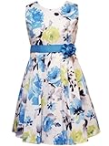 IMAGE OF Rare Editions Girls 7-16 Rose Print Dress, Turquoise/Lime/Grey, 14